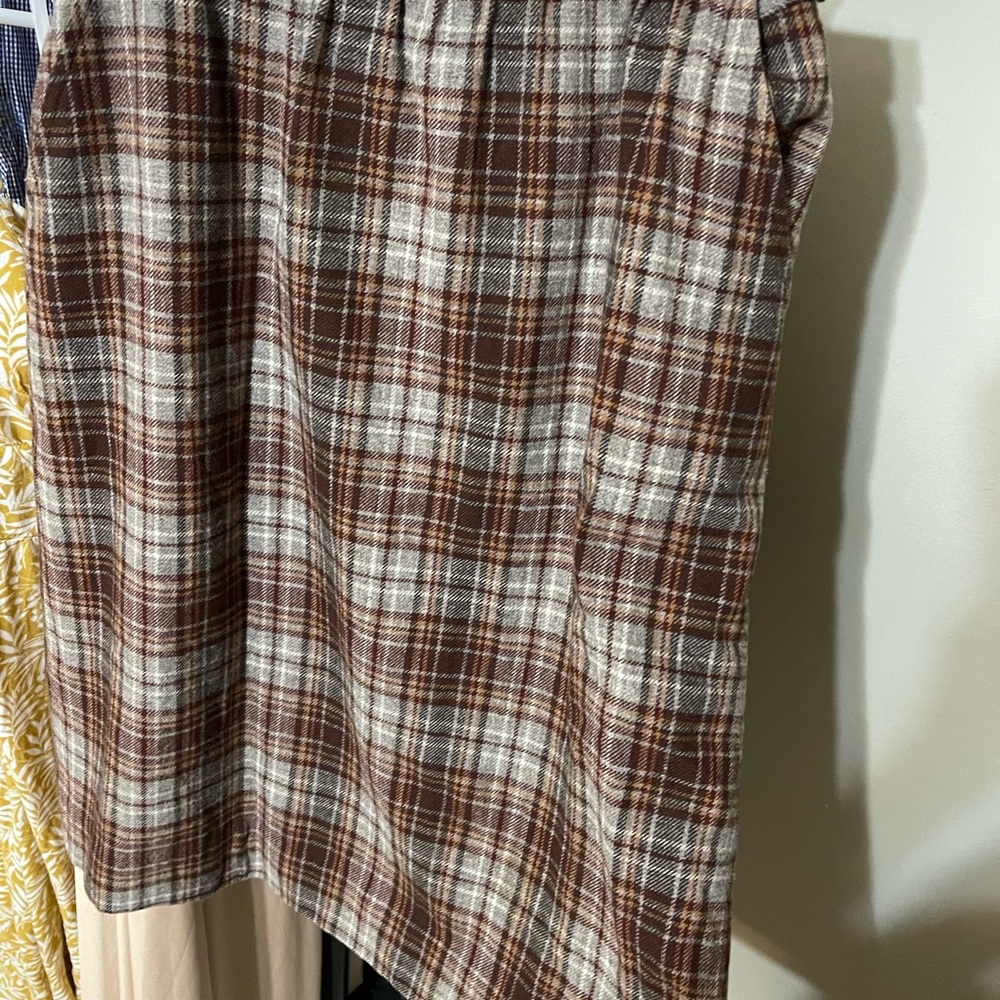 Pendleton Plaid Pencil Skirt in Brown and Cream
